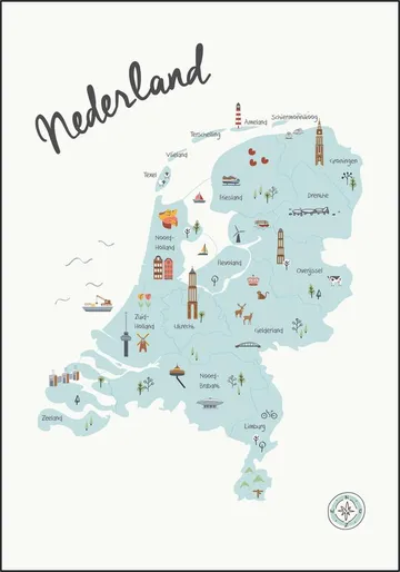 The Netherlands Kids Map blue