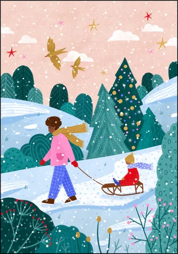 Snowy Sledge Walk
