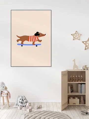 Dachshund on Skateboard