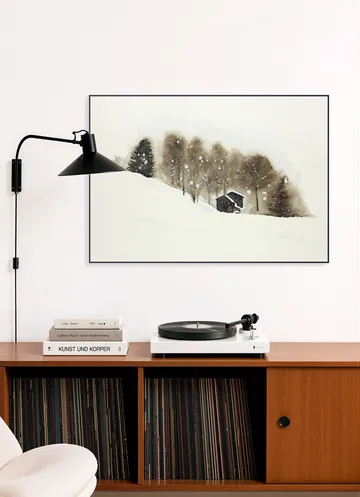 Ski Slope with Wooden Cabins