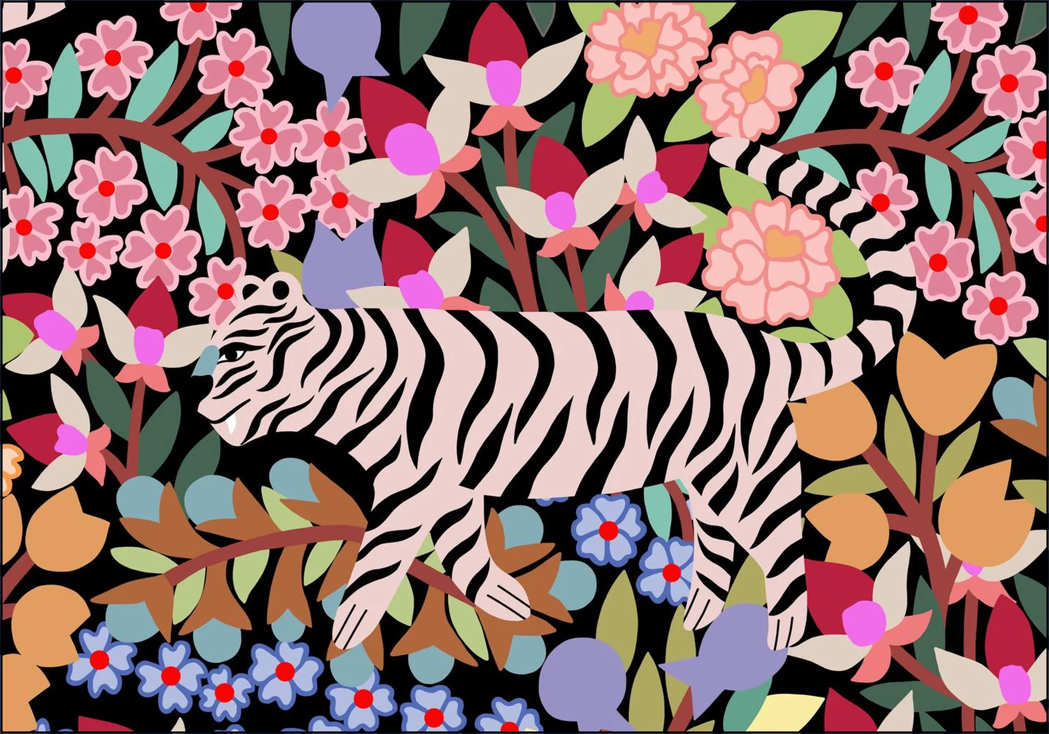 Tiger in Flowers