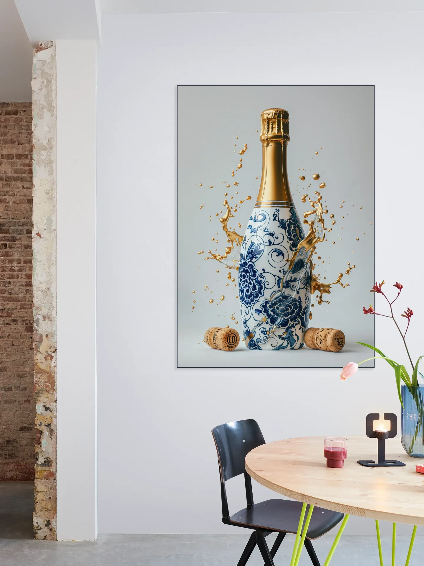Delft Blue Champagne Bottle