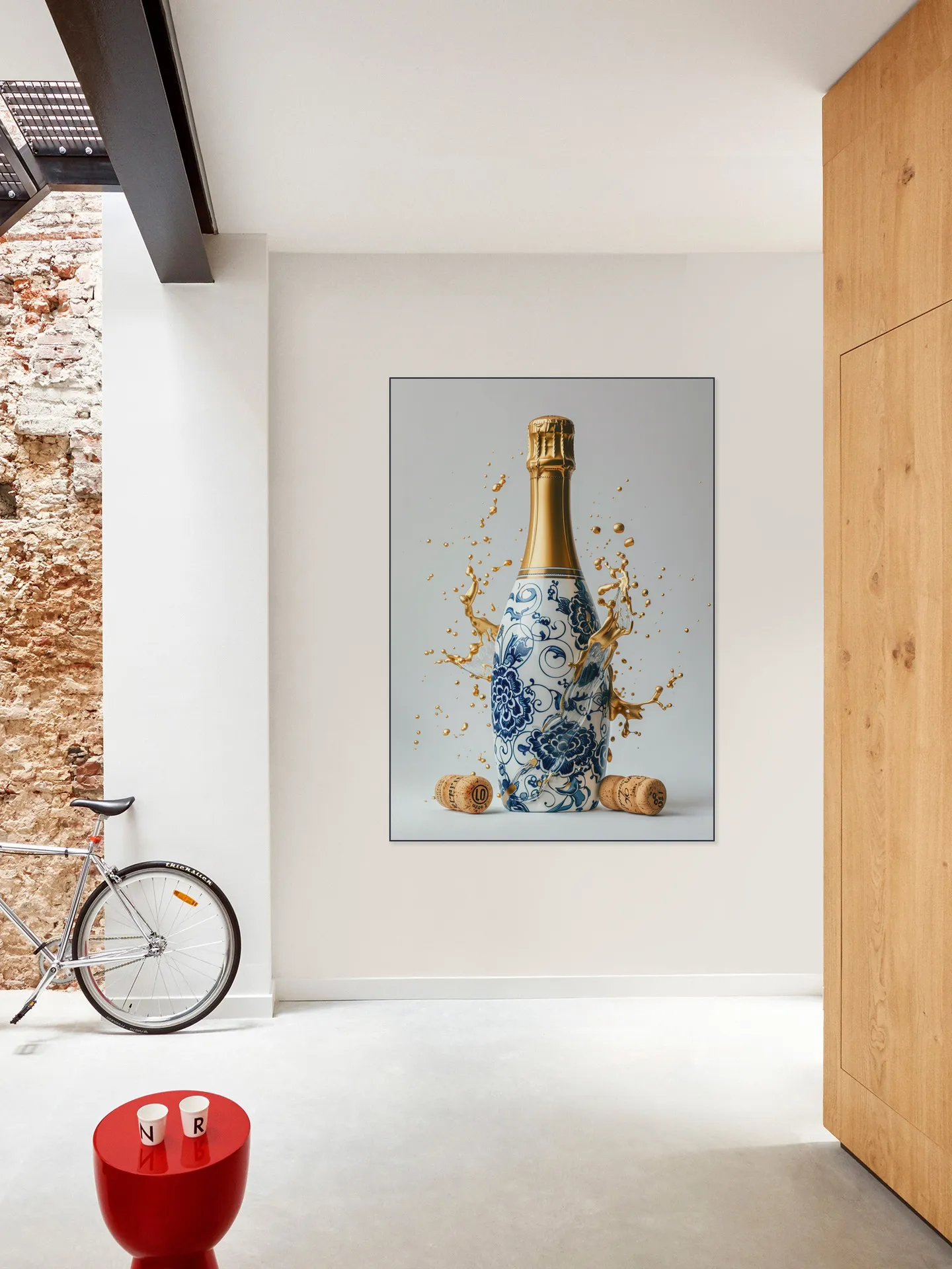 Delft Blue Champagne Bottle