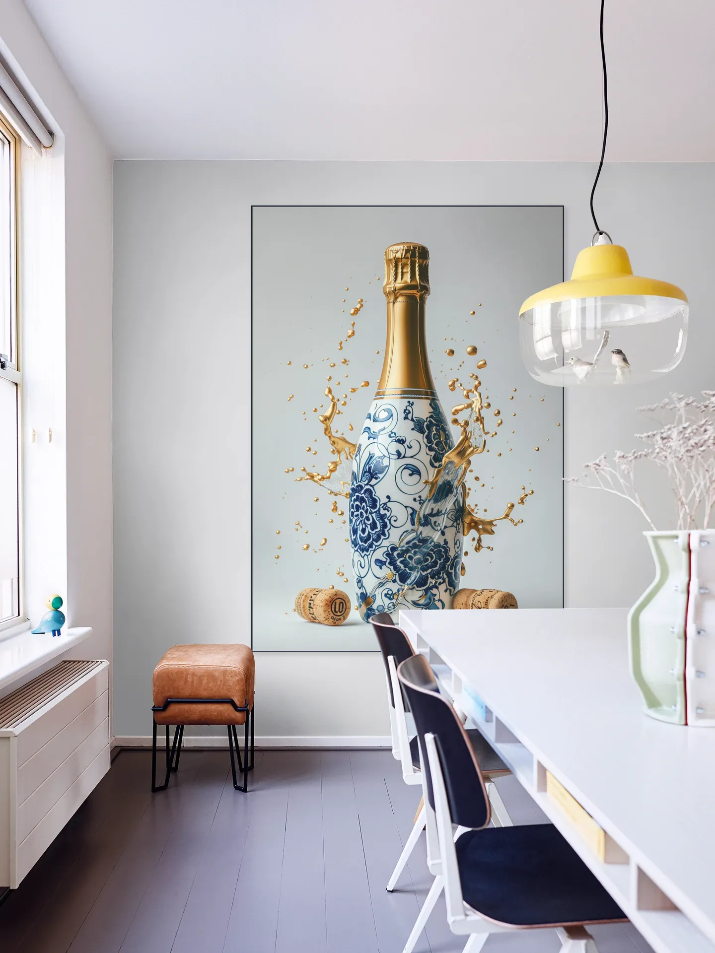 Delft Blue Champagne Bottle