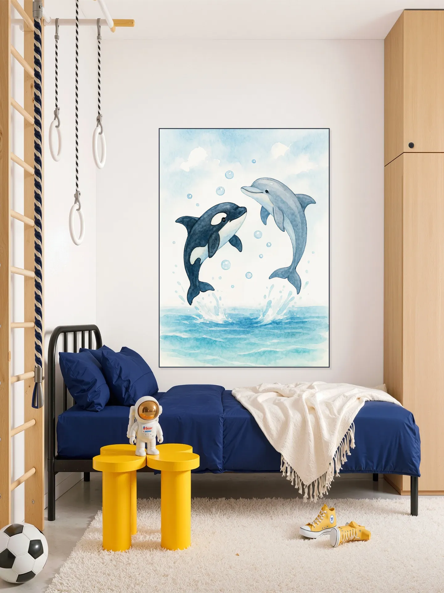 Dolphin and Orca Playing Together in the Sea