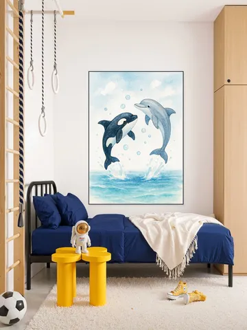 Dolphin and Orca Playing Together in the Sea