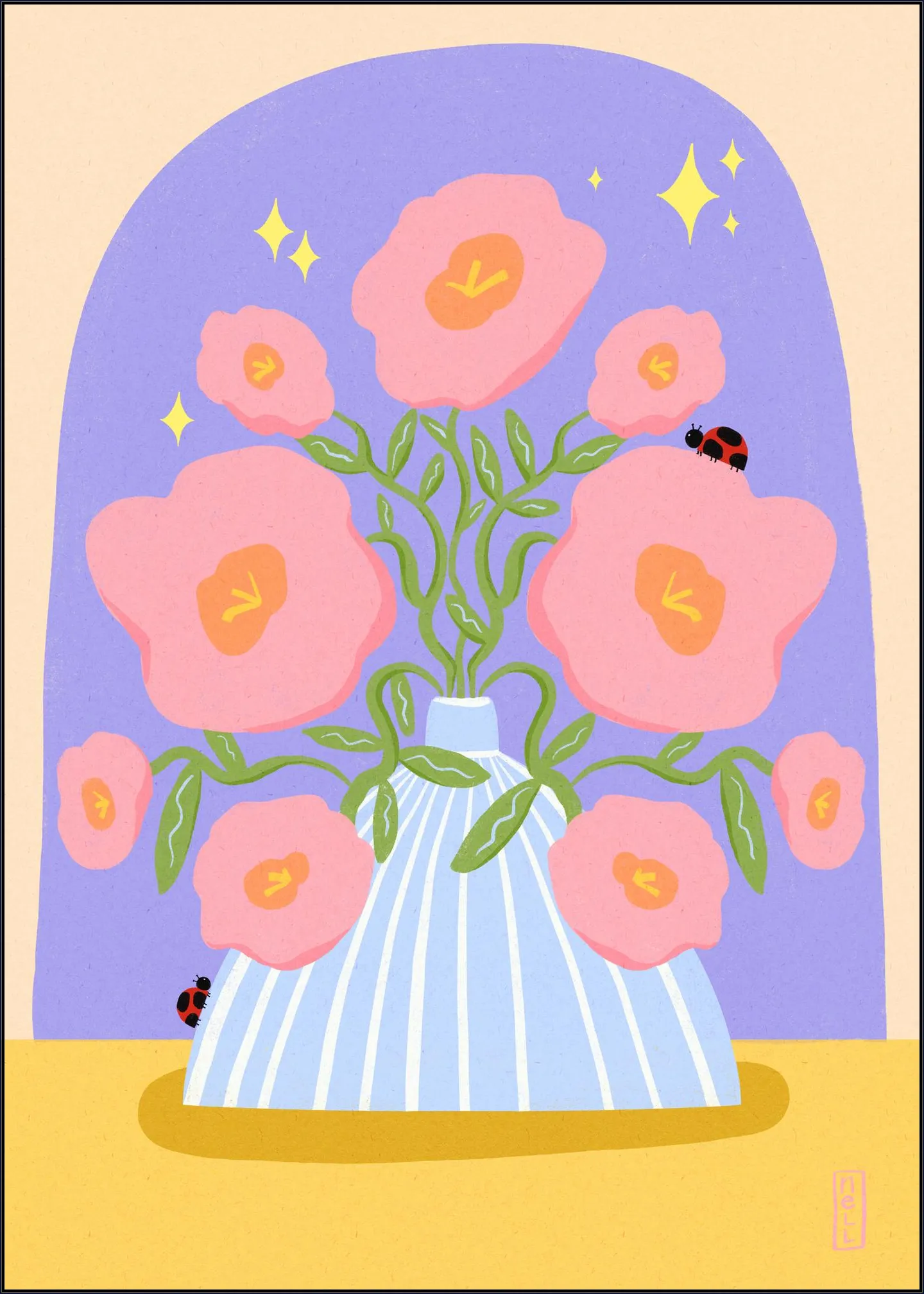 Fun Flowers in a Vase Illustration