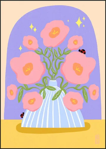 Fun Flowers in a Vase Illustration