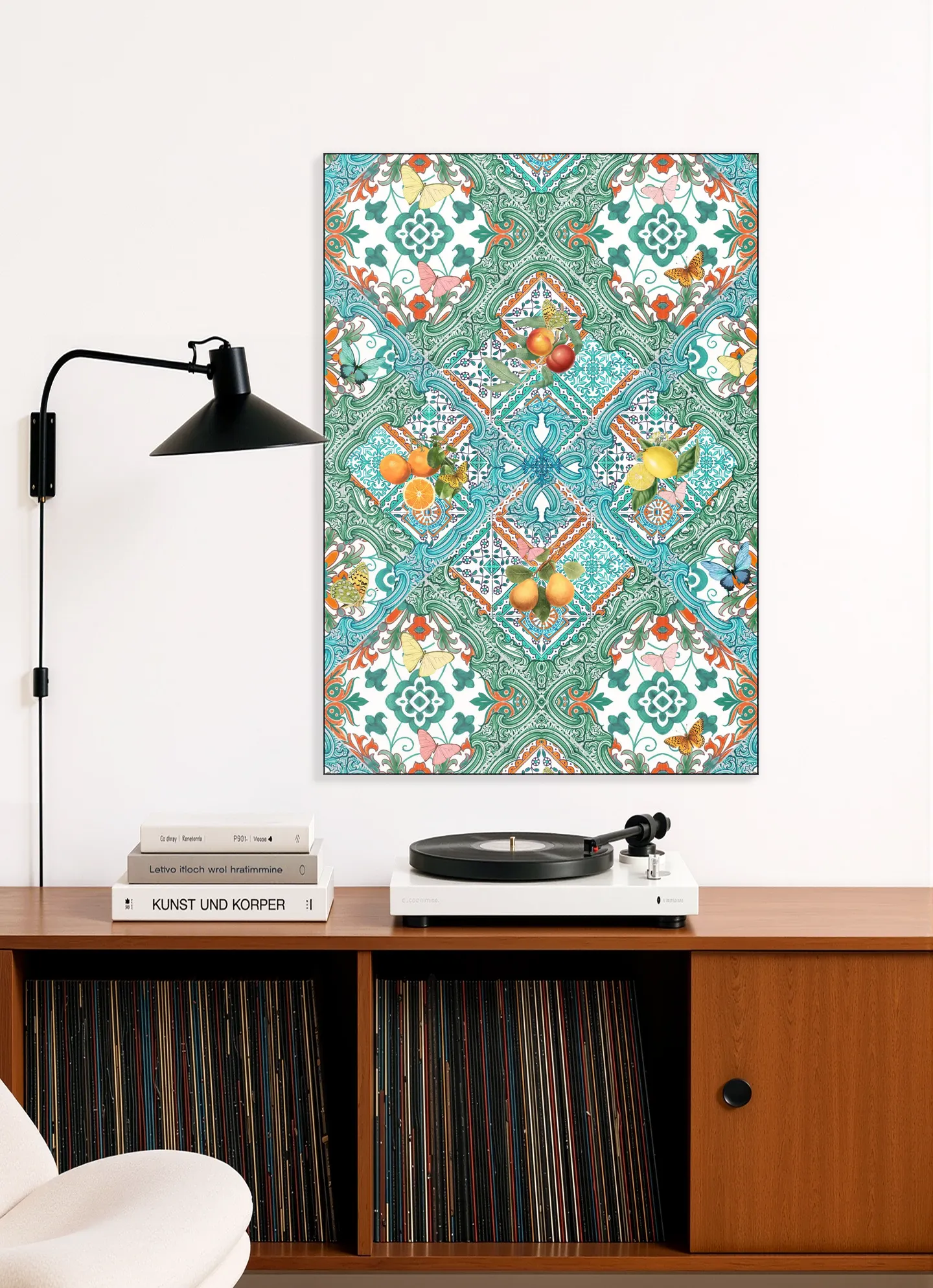 Mediterranean tiles and citrus fruit teal I