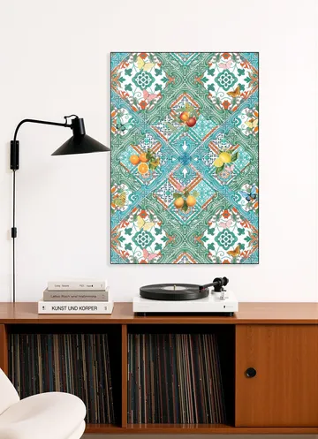 Mediterranean tiles and citrus fruit teal I