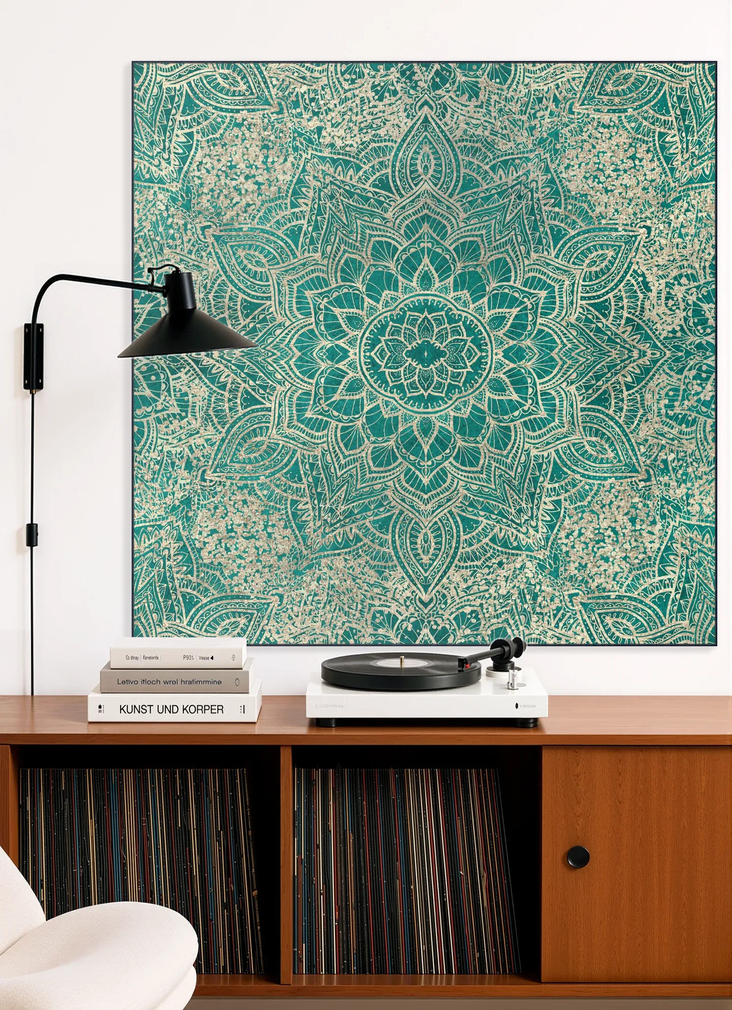 Boho Sparkling Mandala Allover Teal Gold