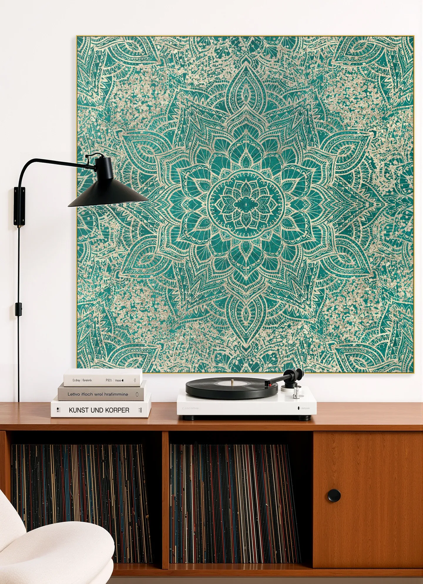 Boho Sparkling Mandala Allover Teal Gold