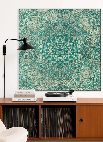 Boho Sparkling Mandala Allover Teal Gold