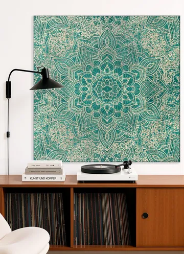 Boho Sparkling Mandala Allover Teal Gold