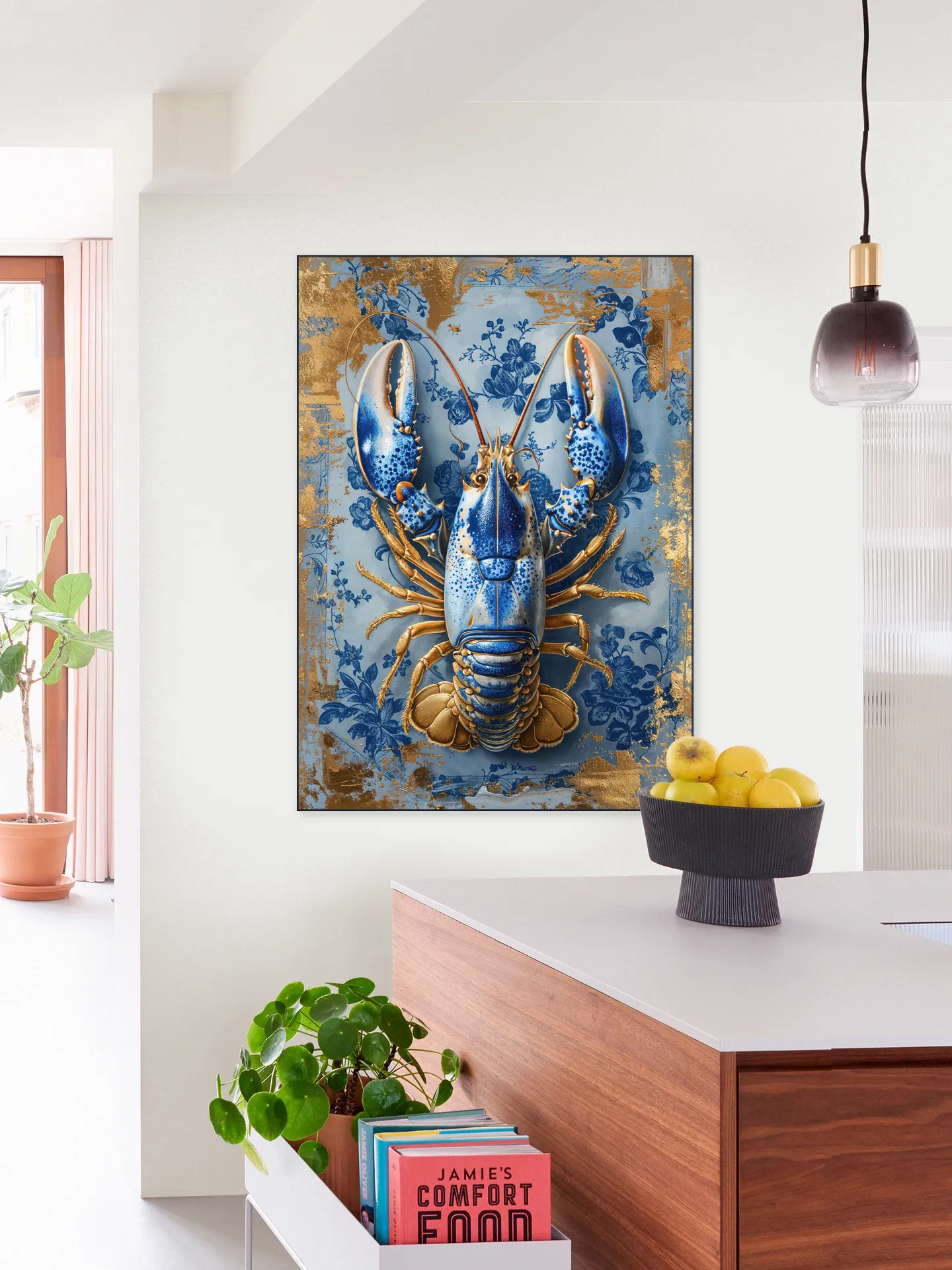 Painting Royal Delft Blue Lobster