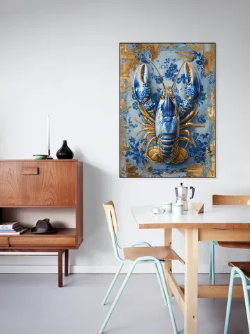 Painting Royal Delft Blue Lobster