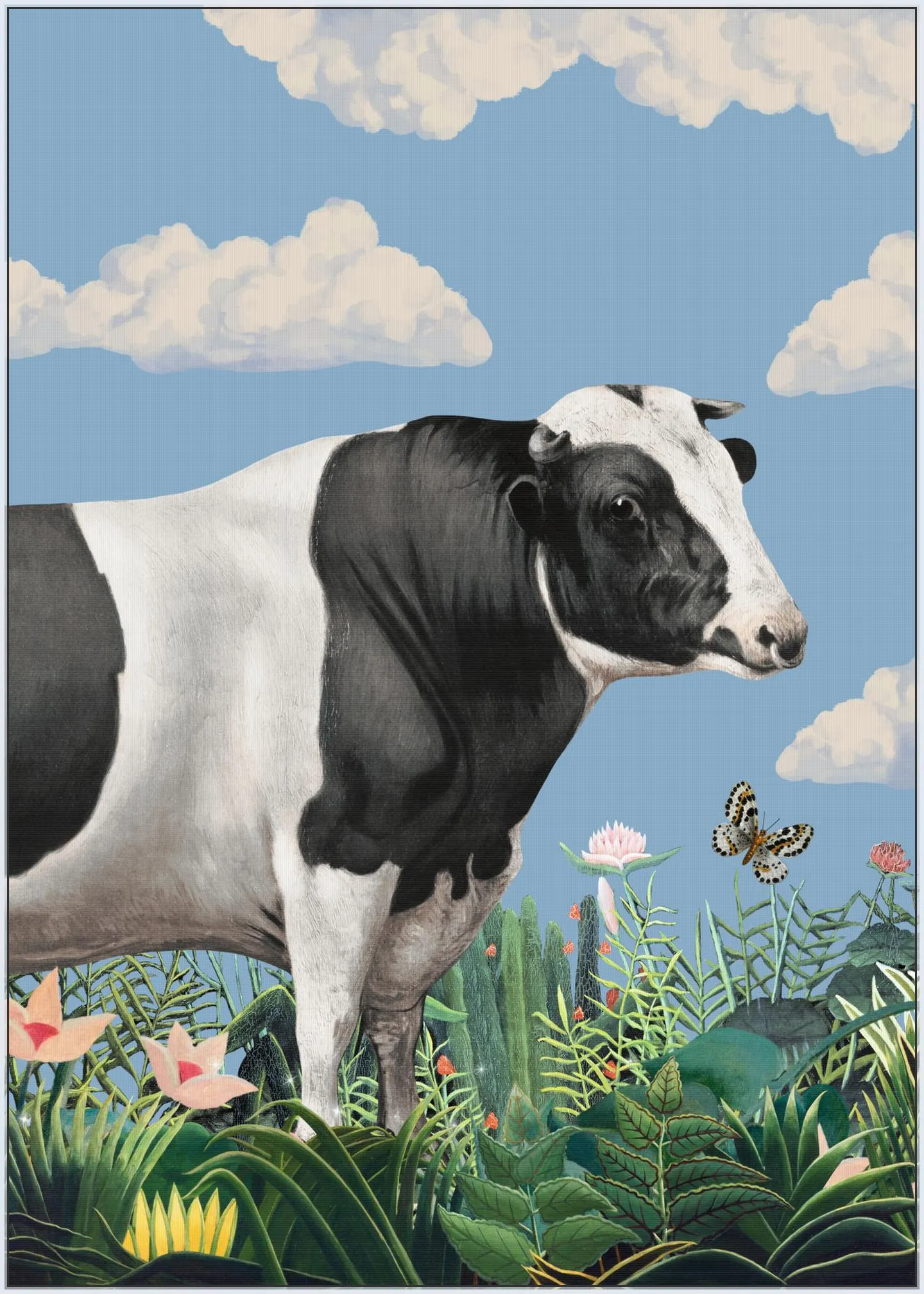 Colourful Portraits of Happy Cows (butterfly Included)
