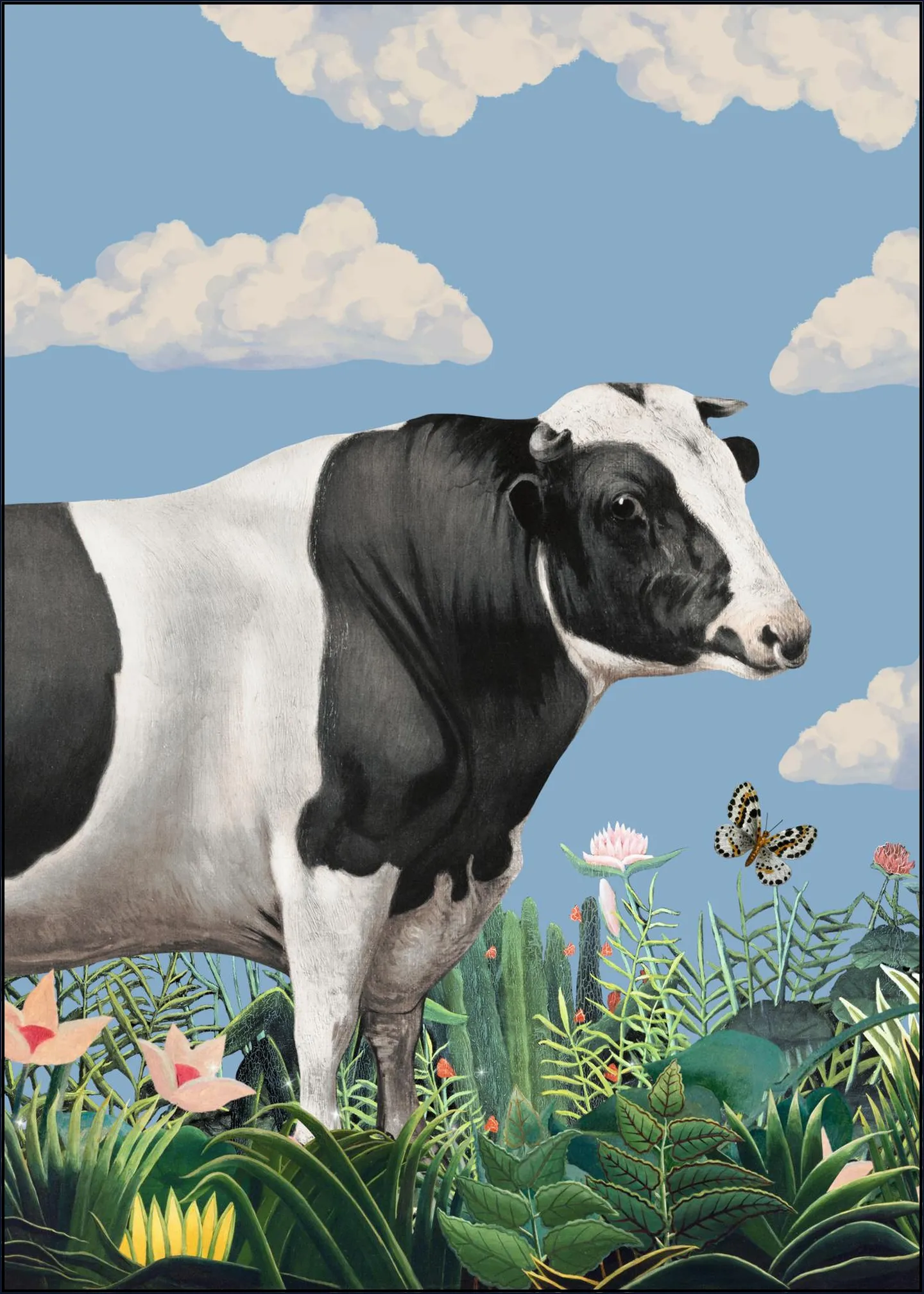 Colourful Portraits of Happy Cows (butterfly Included)