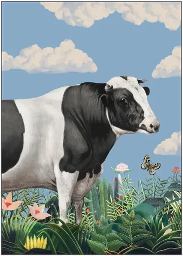 Colourful Portraits of Happy Cows (butterfly Included)