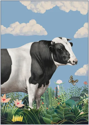 Colourful Portraits of Happy Cows (butterfly Included)