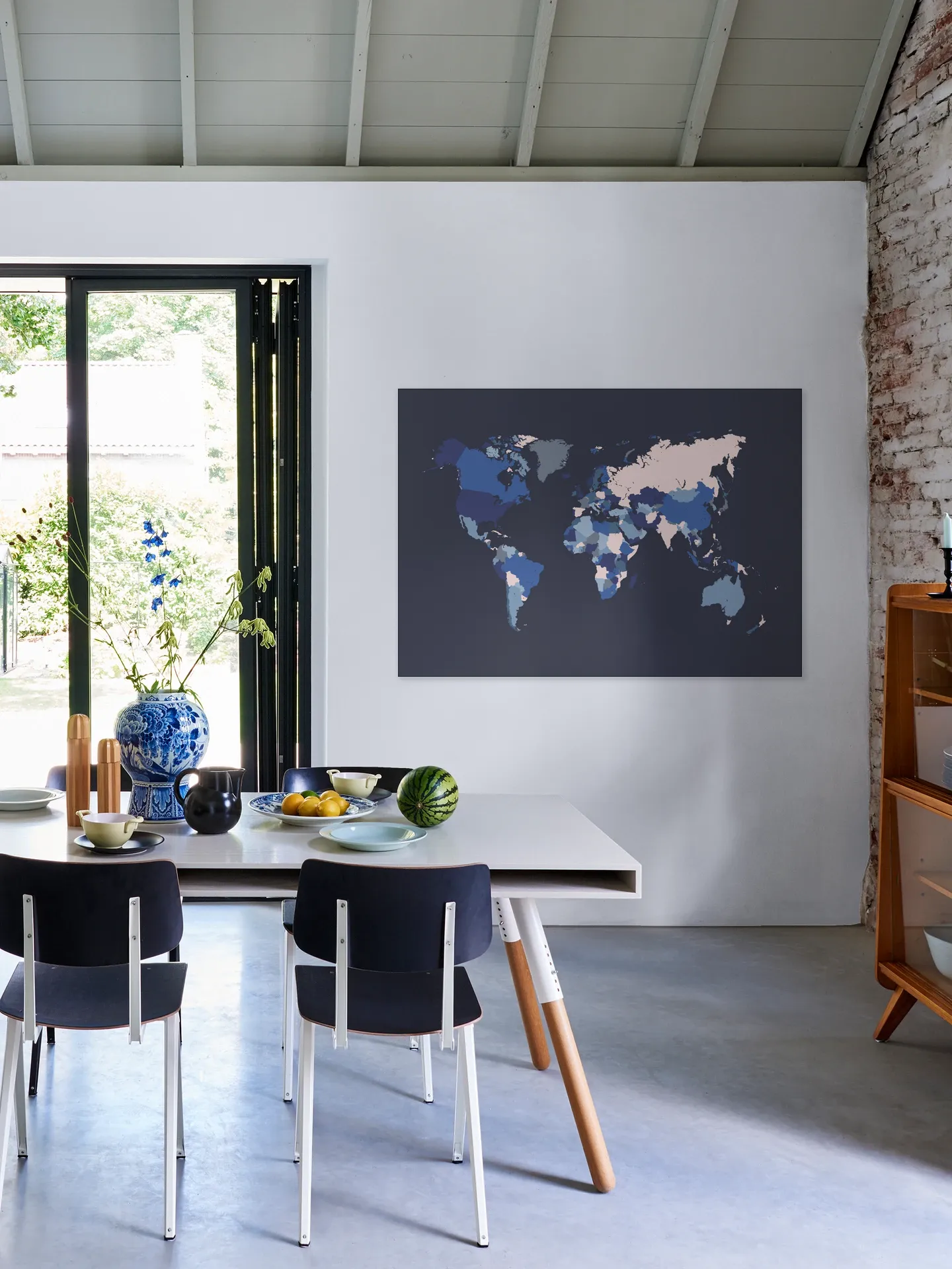 World Map Mosaic Navy