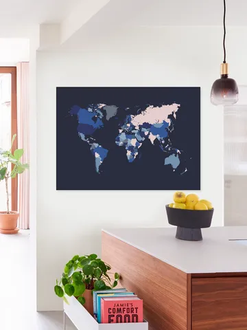 World Map Mosaic Navy