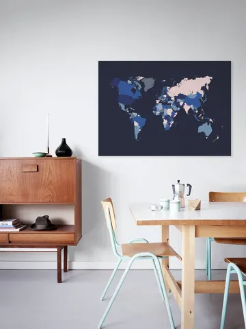 World Map Mosaic Navy