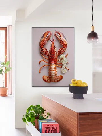 Red Lobster with Seahorse - Pastel Pink