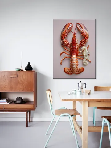 Red Lobster with Seahorse - Pastel Pink