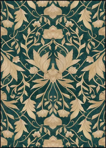 Morris Vintage Floral Damask Teal Gold