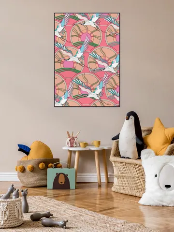 Crane Bird Pattern Pink