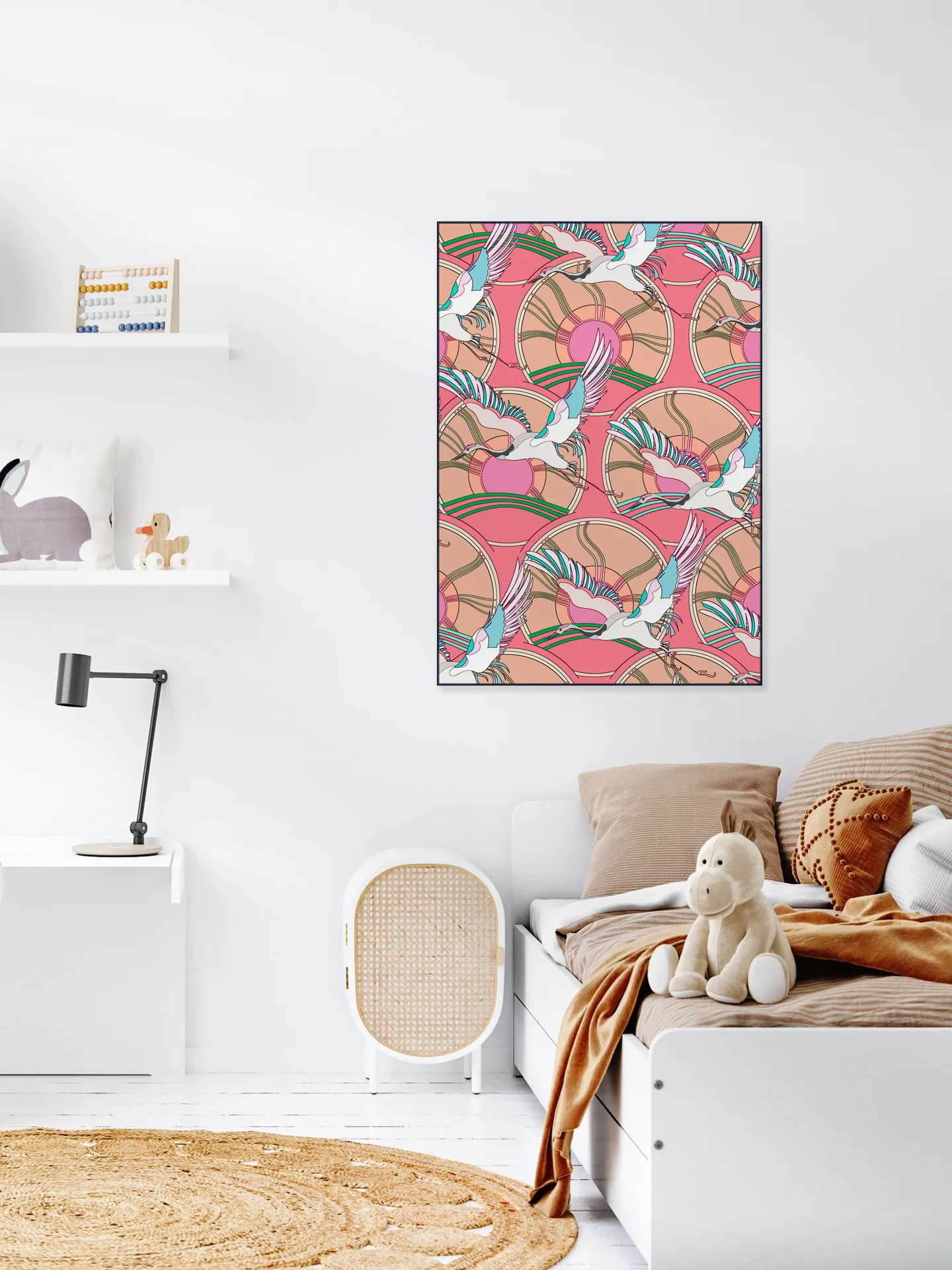 Crane Bird Pattern Pink