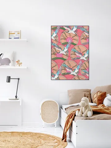 Crane Bird Pattern Pink