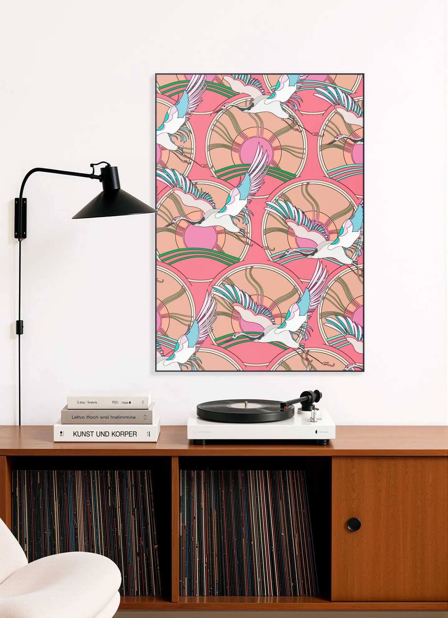 Crane Bird Pattern Pink