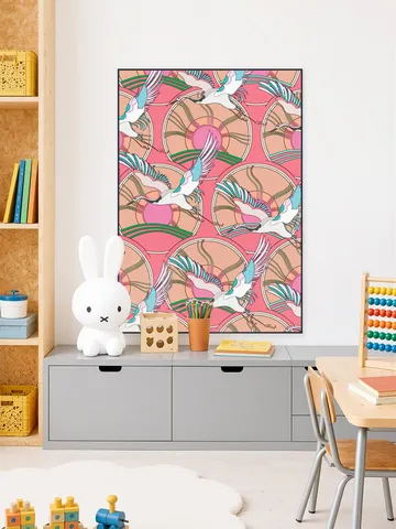 Crane Bird Pattern Pink