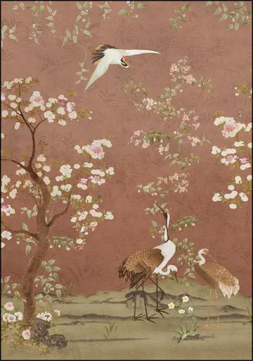 Chinoiserie Birds And Blossom Trees Terracotta