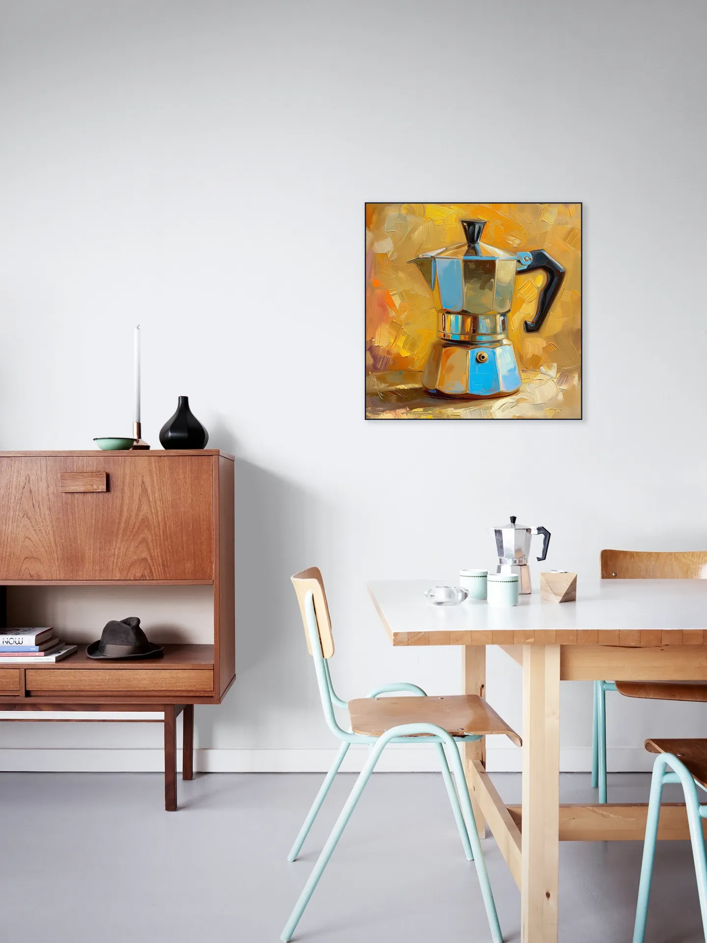 Painting of a Silver Italian Percolator