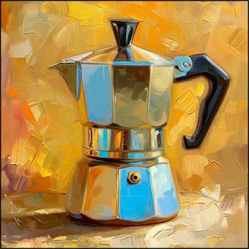 Painting of a Silver Italian Percolator
