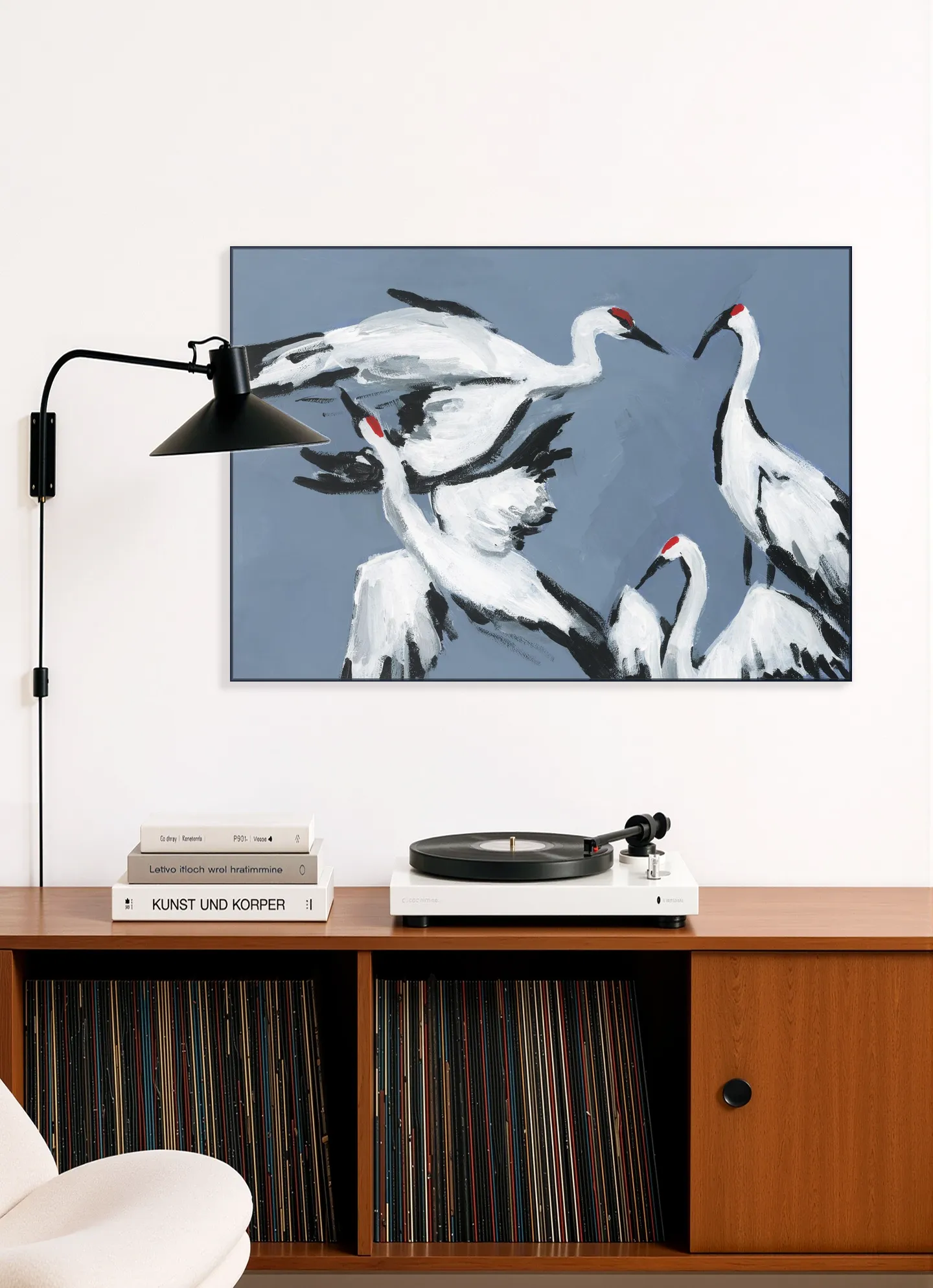 Cranes on Dutch Blue