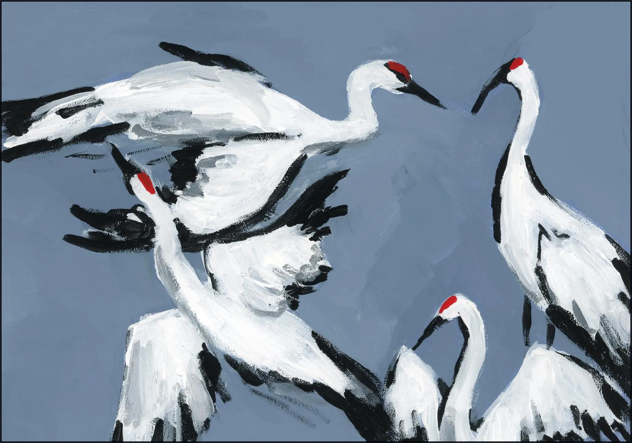 Cranes on Dutch Blue