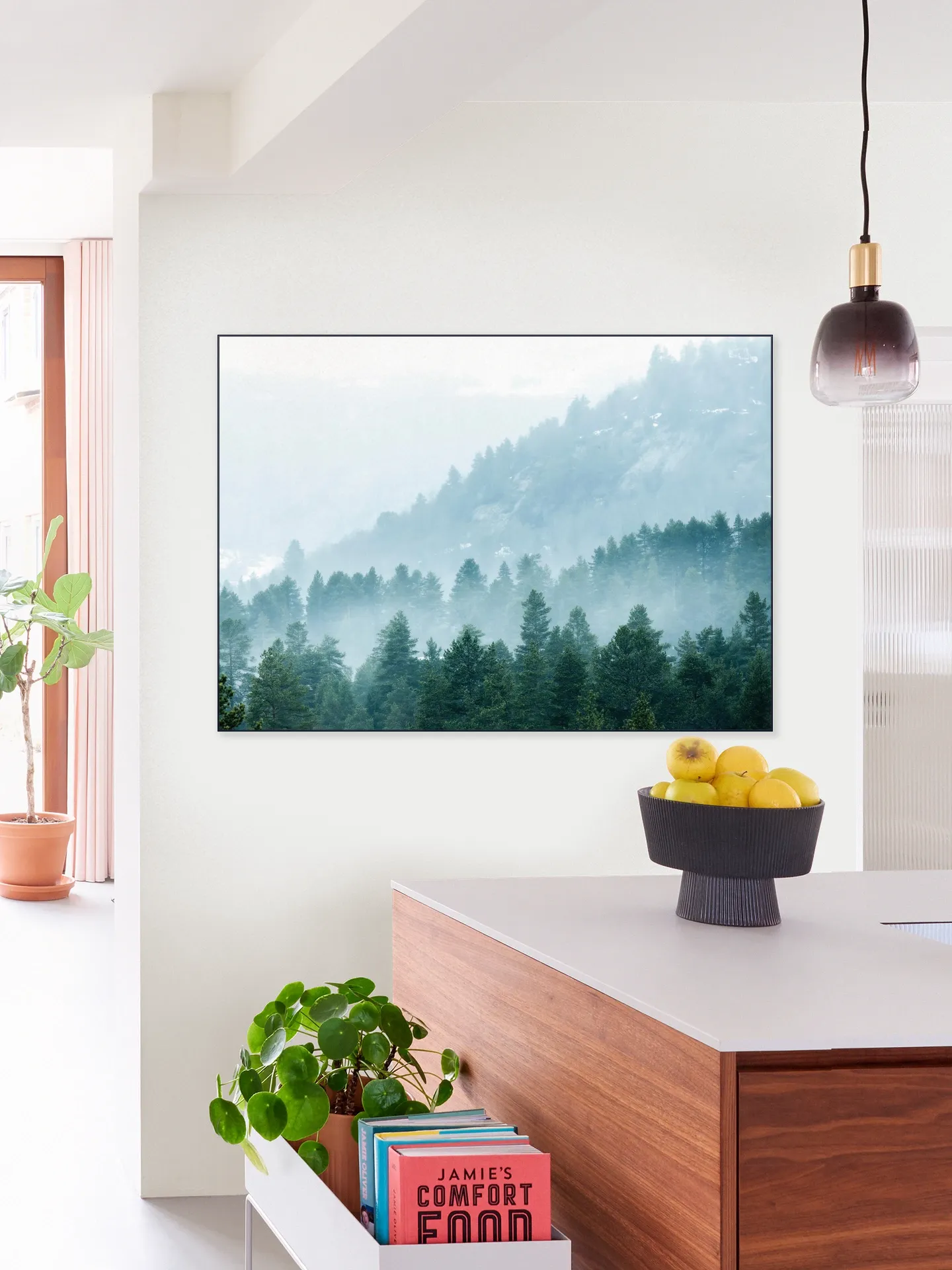 Foggy Evergreen Forest In The Mountains