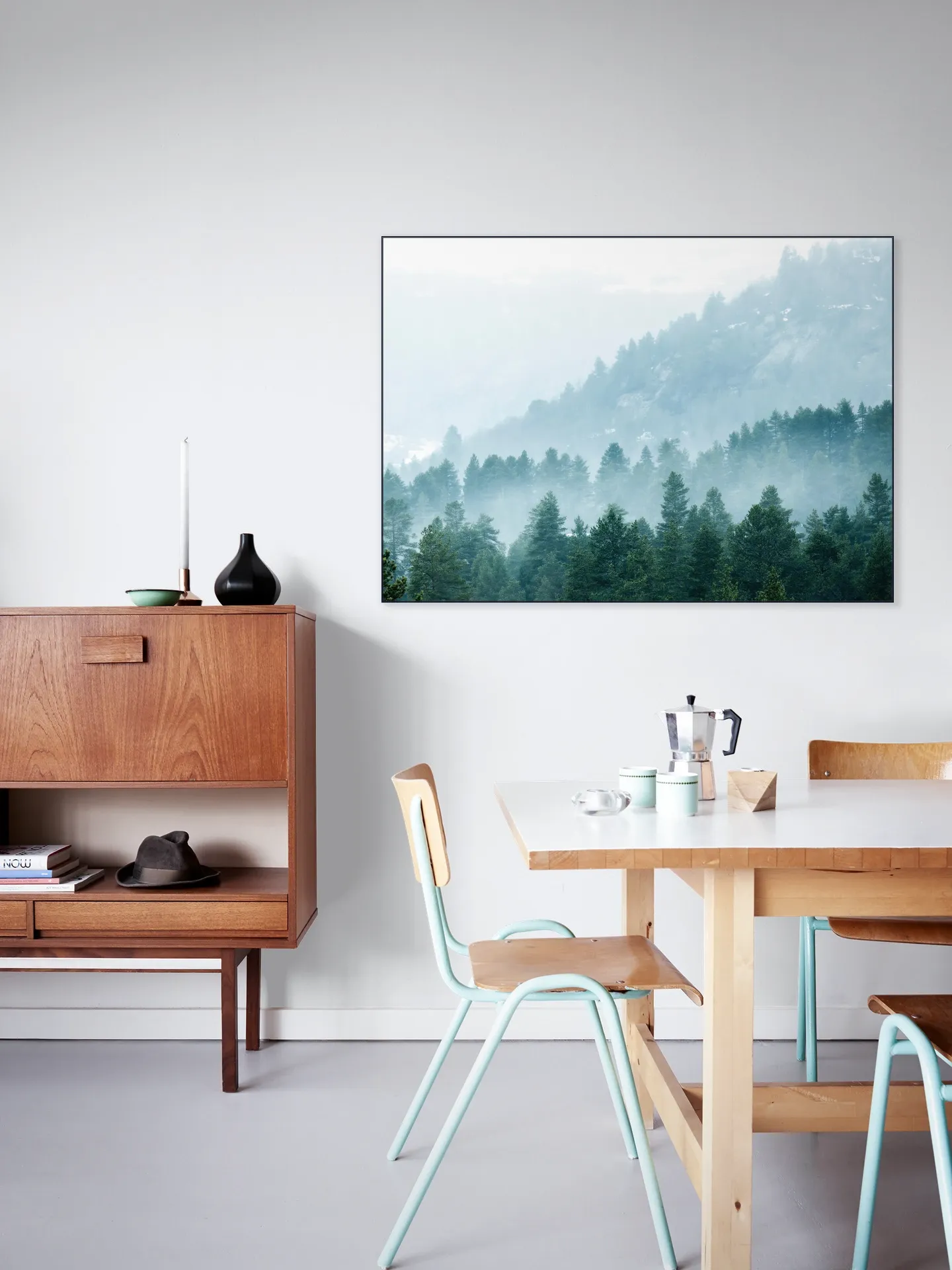 Foggy Evergreen Forest In The Mountains