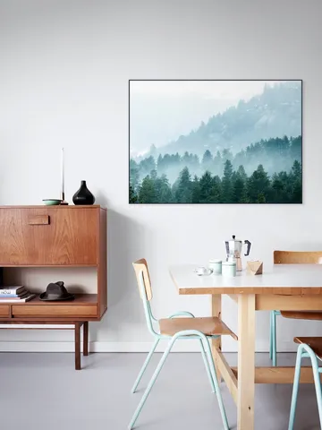 Foggy Evergreen Forest In The Mountains