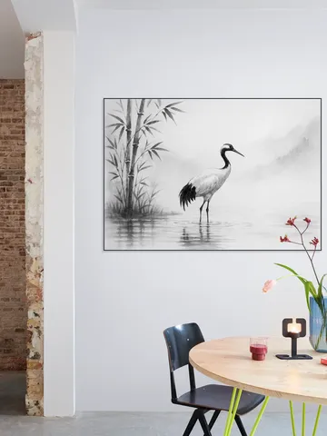 Crane in the Morning Mist