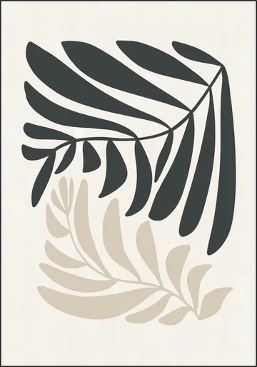 Modern Fern in Beige and Black