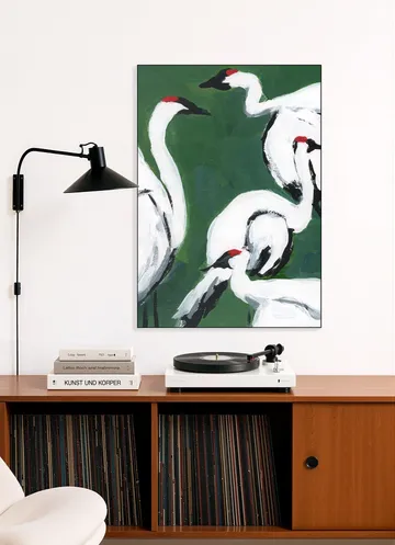 Cranes on Dark Green