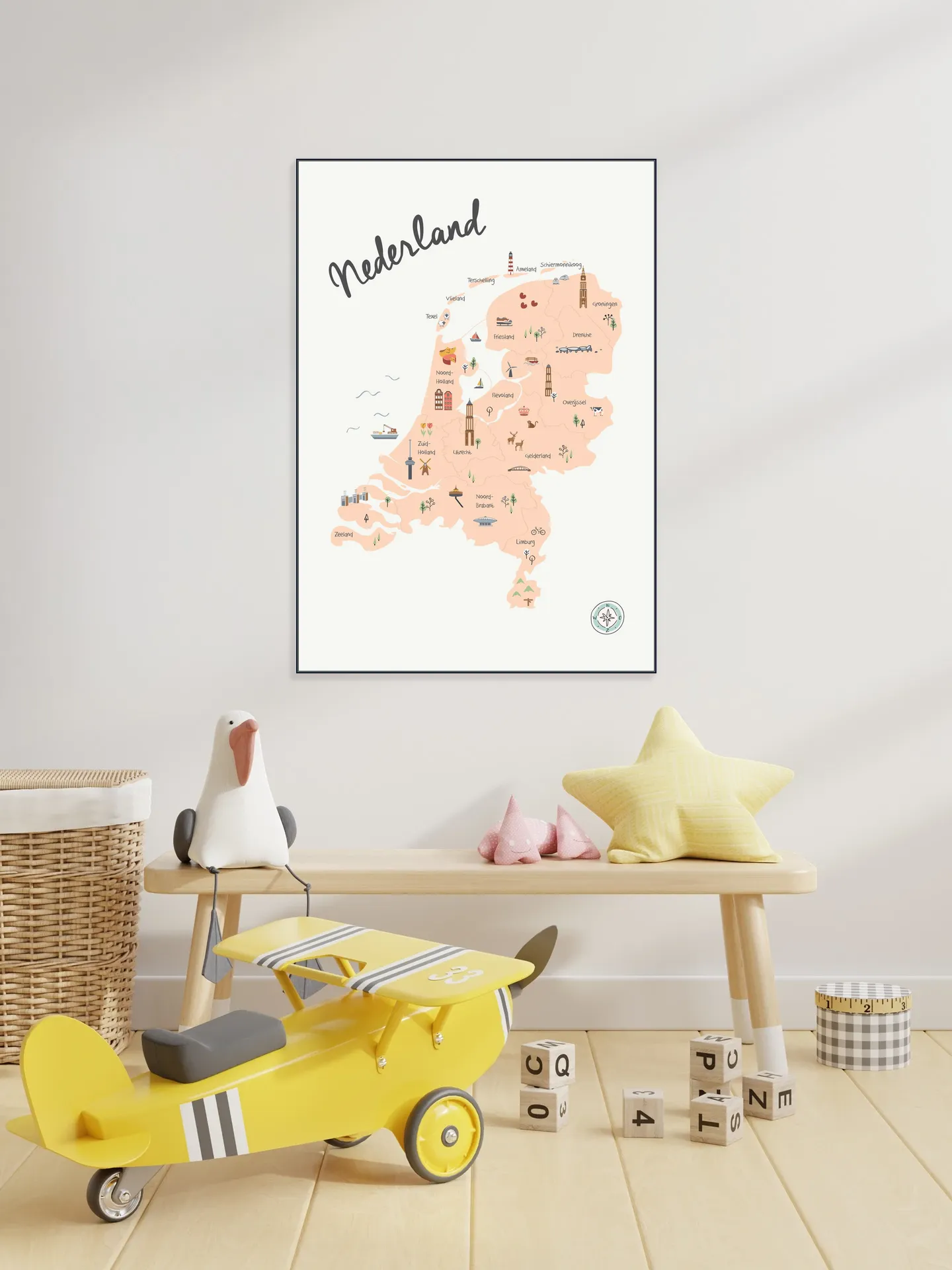 The Netherlands Kids Map beige