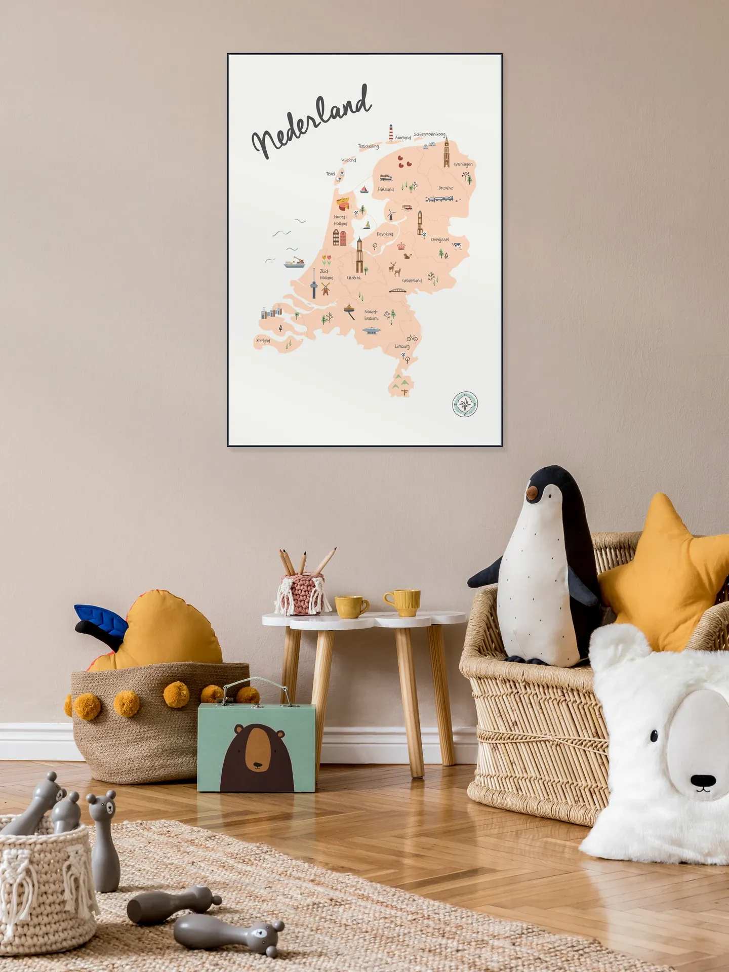 The Netherlands Kids Map beige