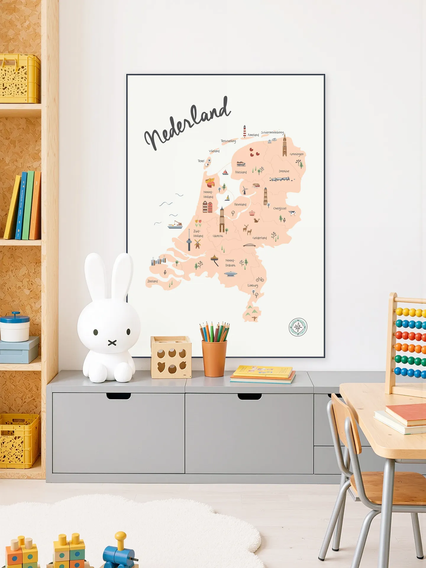 The Netherlands Kids Map beige