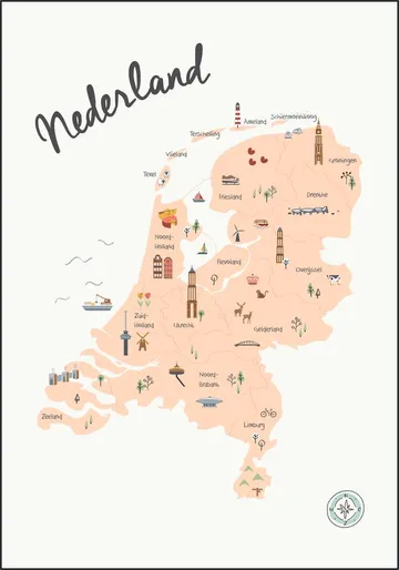 The Netherlands Kids Map beige